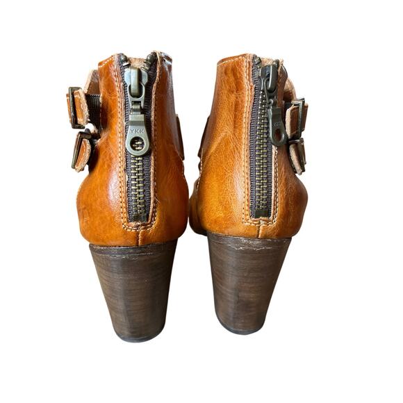 Bed Stu Ida Womens Brown Leather Hook and Loop Heeled Bootie Boots Size 6.5 Shoe - Picture 5 of 11